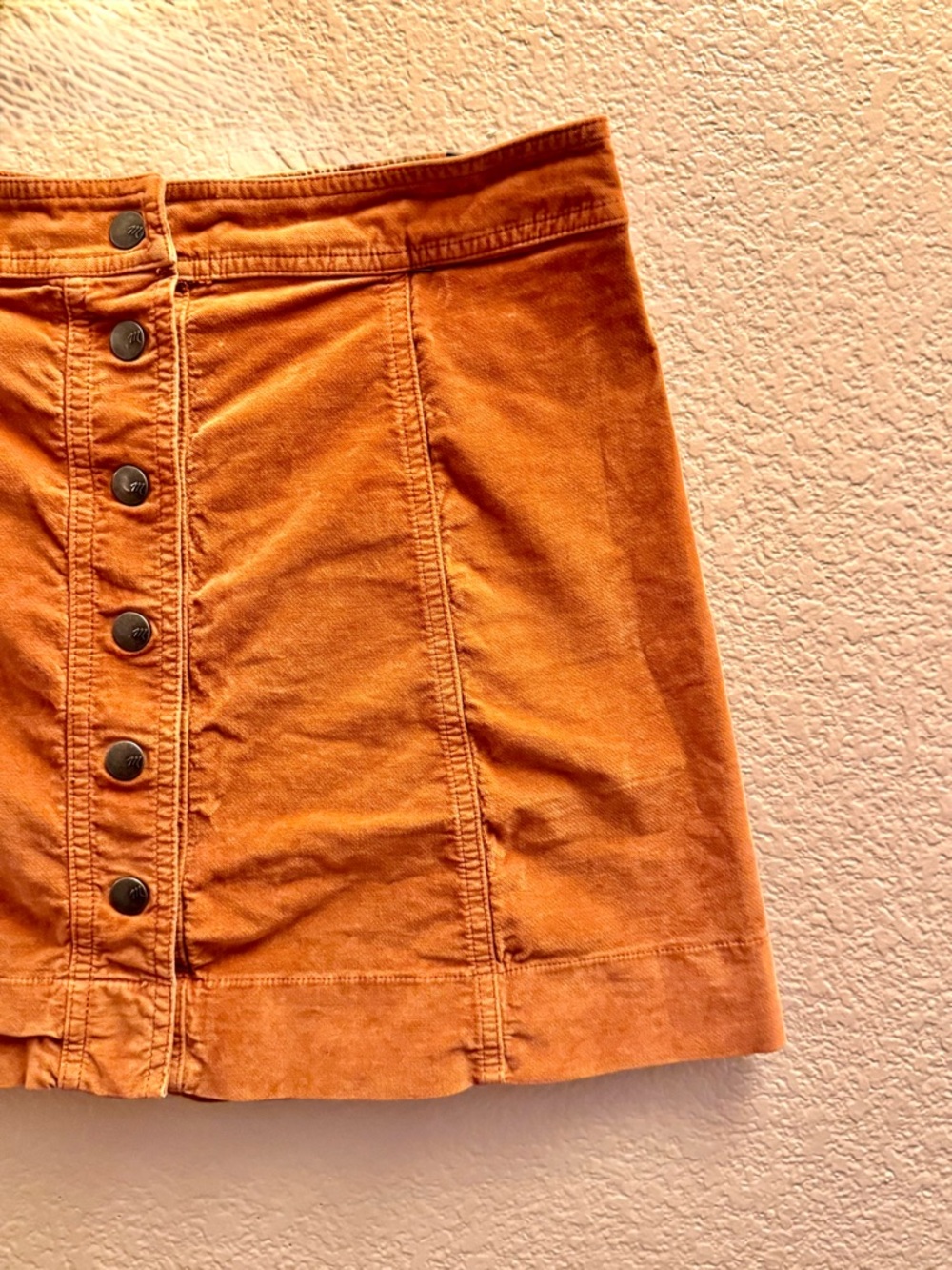 Madewell Velveteen A-Line Mini Skirt in Rust Orange